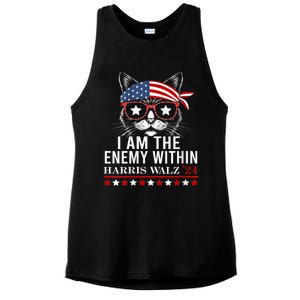 I Am The Enemy Within Harris Walz 2024 Usa Voting Cat Lovers Ladies PosiCharge Tri-Blend Wicking Tank