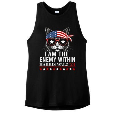 I Am The Enemy Within Harris Walz 2024 Usa Voting Cat Lovers Ladies PosiCharge Tri-Blend Wicking Tank