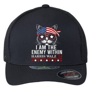 I Am The Enemy Within Harris Walz 2024 Usa Voting Cat Lovers Flexfit Unipanel Trucker Cap