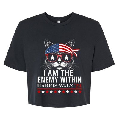 I Am The Enemy Within Harris Walz 2024 Usa Voting Cat Lovers Bella+Canvas Jersey Crop Tee