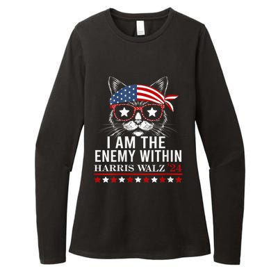 I Am The Enemy Within Harris Walz 2024 Usa Voting Cat Lovers Womens CVC Long Sleeve Shirt