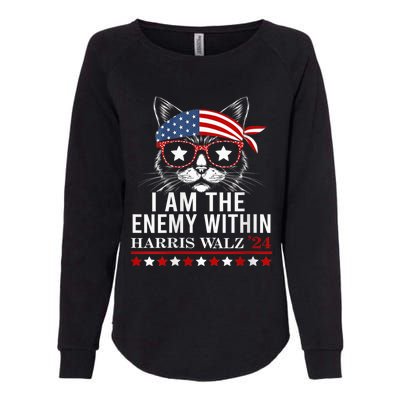 I Am The Enemy Within Harris Walz 2024 Usa Voting Cat Lovers Womens California Wash Sweatshirt