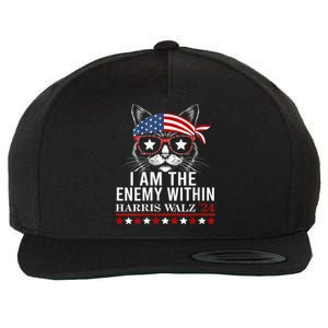 I Am The Enemy Within Harris Walz 2024 Usa Voting Cat Lovers Wool Snapback Cap