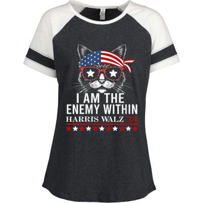 I Am The Enemy Within Harris Walz 2024 Usa Voting Cat Lovers Enza Ladies Jersey Colorblock Tee