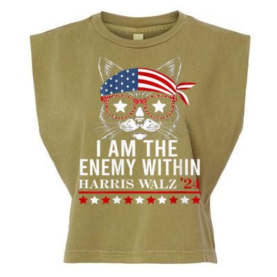 I Am The Enemy Within Harris Walz 2024 Usa Voting Cat Lovers Garment-Dyed Women's Muscle Tee