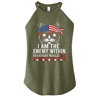 I Am The Enemy Within Harris Walz 2024 Usa Voting Cat Lovers Women's Perfect Tri Rocker Tank