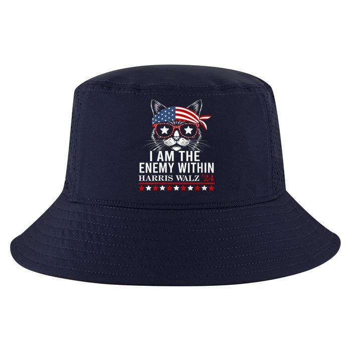 I Am The Enemy Within Harris Walz 2024 Usa Voting Cat Lovers Cool Comfort Performance Bucket Hat