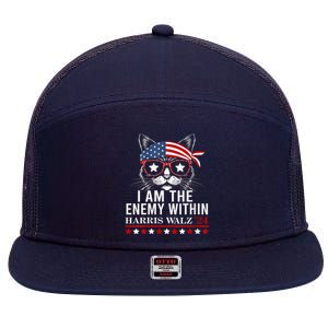 I Am The Enemy Within Harris Walz 2024 Usa Voting Cat Lovers 7 Panel Mesh Trucker Snapback Hat