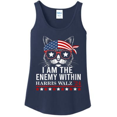 I Am The Enemy Within Harris Walz 2024 Usa Voting Cat Lovers Ladies Essential Tank