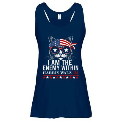 I Am The Enemy Within Harris Walz 2024 Usa Voting Cat Lovers Ladies Essential Flowy Tank