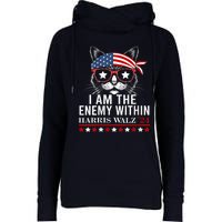 I Am The Enemy Within Harris Walz 2024 Usa Voting Cat Lovers Womens Funnel Neck Pullover Hood