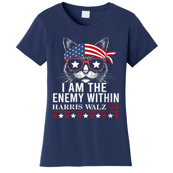 I Am The Enemy Within Harris Walz 2024 Usa Voting Cat Lovers Women's T-Shirt