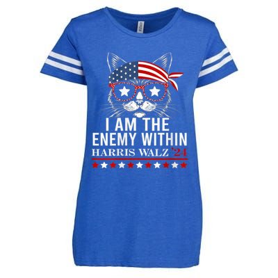 I Am The Enemy Within Harris Walz 2024 Usa Voting Cat Lovers Enza Ladies Jersey Football T-Shirt