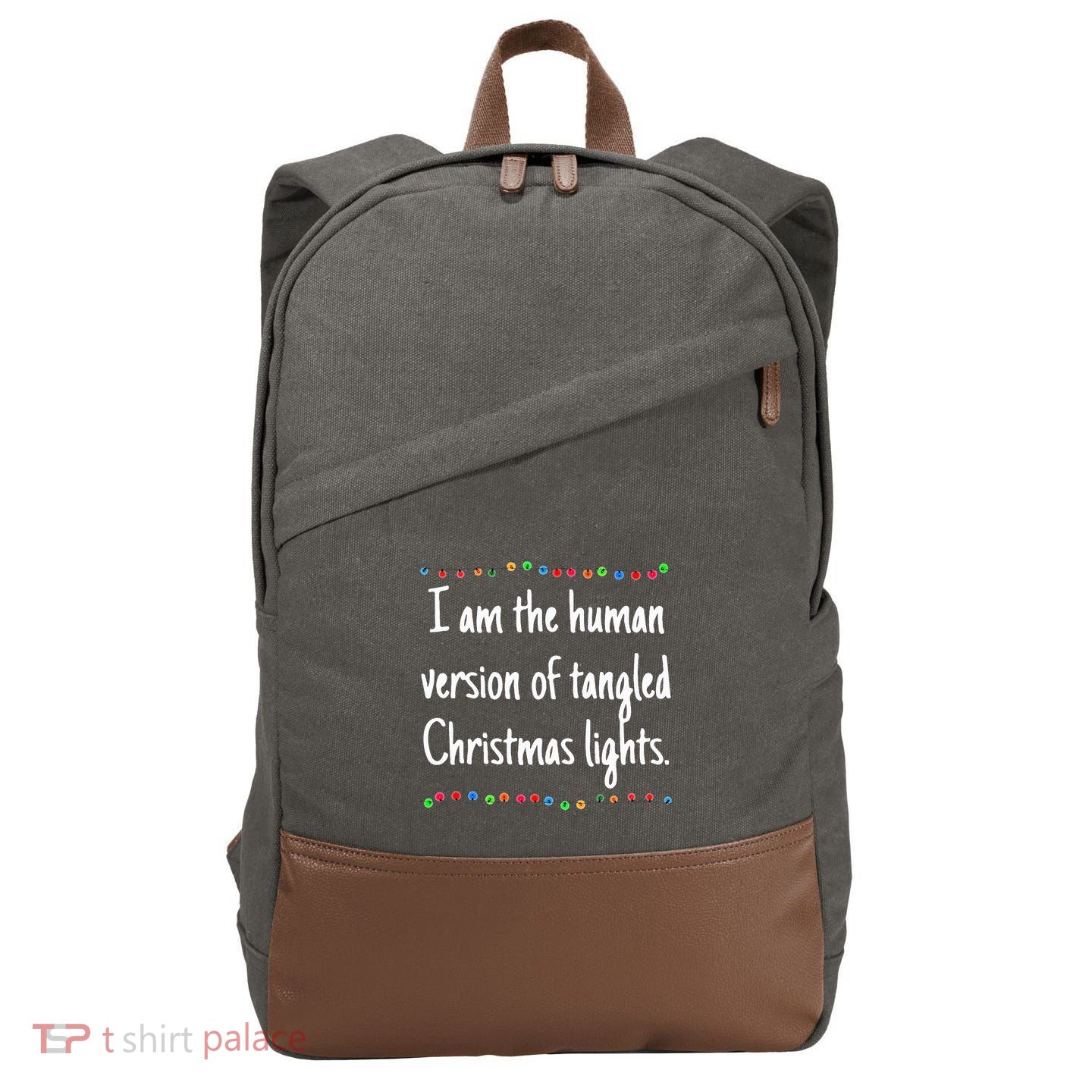 I Am The Human Version Of Tangled Christmas Lights  Cotton Canvas Backpack