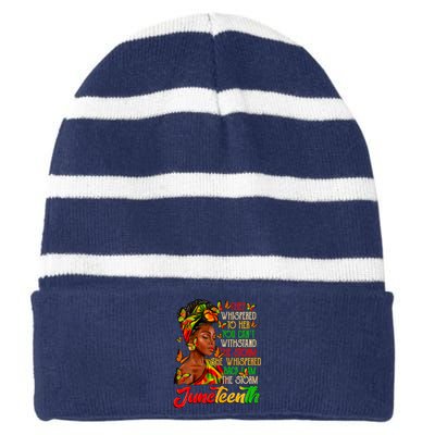 I Am The Storm Black Women Black History Striped Beanie with Solid Band