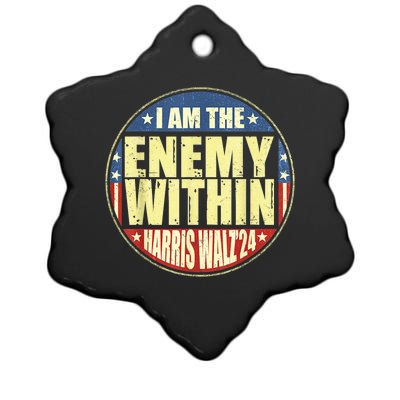 I Am The Enemy Within Harris Walz 2024 Merch Vote Ceramic Star Ornament