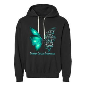 I Am The Storm Ovarian Cancer Awareness Butterfly Garment-Dyed Fleece Hoodie