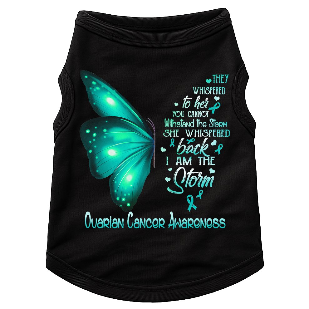 I Am The Storm Ovarian Cancer Awareness Butterfly Doggie Tank