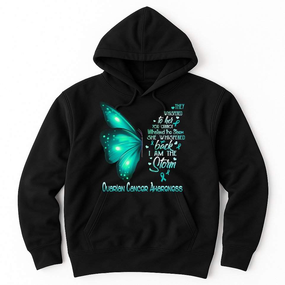 I Am The Storm Ovarian Cancer Awareness Butterfly Hoodie