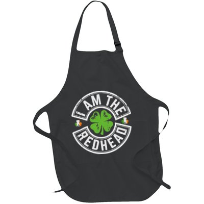 I Am The Redhead Dibs On The Redhead Funny St Patricks Day Full-Length Apron With Pockets