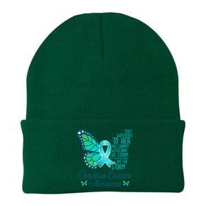 I Am The Storm Ovarian Cancer Awareness Teal Butterfly Knit Cap Winter Beanie