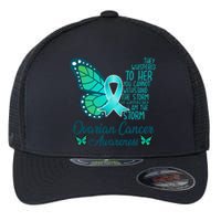 I Am The Storm Ovarian Cancer Awareness Teal Butterfly Flexfit Unipanel Trucker Cap