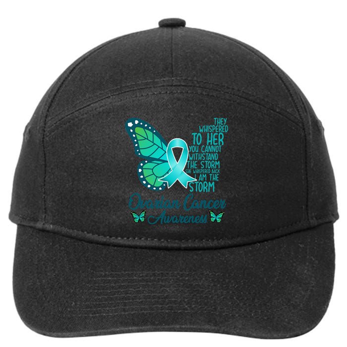 I Am The Storm Ovarian Cancer Awareness Teal Butterfly 7-Panel Snapback Hat