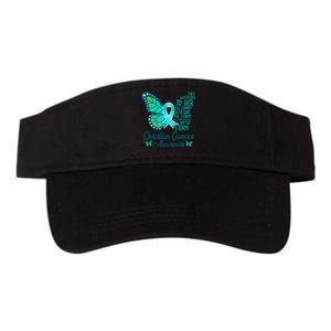 I Am The Storm Ovarian Cancer Awareness Teal Butterfly Valucap Bio-Washed Visor