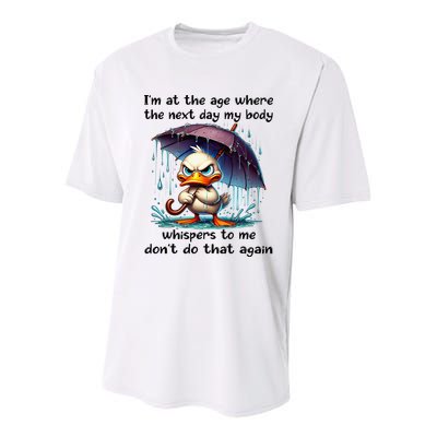 I'm At The Age Where The Next Day My Body Whispers To Me Youth Performance Sprint T-Shirt