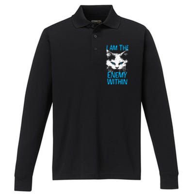 I Am The Enemy Within Kamala Harris 2024 Merch Usa Cat Face Vote Performance Long Sleeve Polo