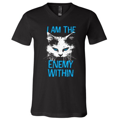 I Am The Enemy Within Kamala Harris 2024 Merch Usa Cat Face Vote V-Neck T-Shirt