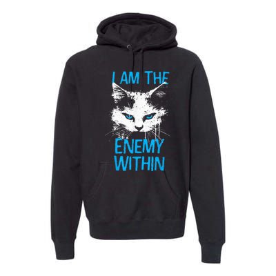 I Am The Enemy Within Kamala Harris 2024 Merch Usa Cat Face Vote Premium Hoodie