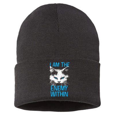 I Am The Enemy Within Kamala Harris 2024 Merch Usa Cat Face Vote Sustainable Knit Beanie