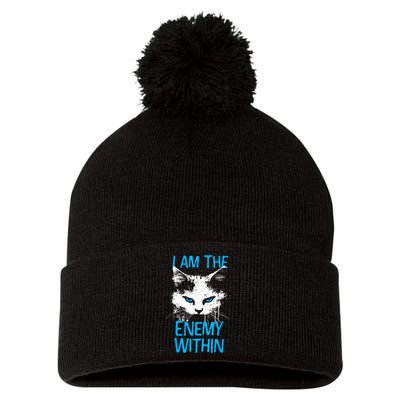 I Am The Enemy Within Kamala Harris 2024 Merch Usa Cat Face Vote Pom Pom 12in Knit Beanie