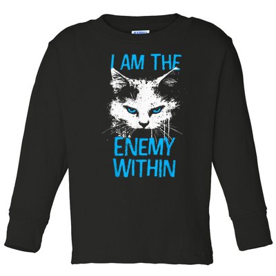 I Am The Enemy Within Kamala Harris 2024 Merch Usa Cat Face Vote Toddler Long Sleeve Shirt