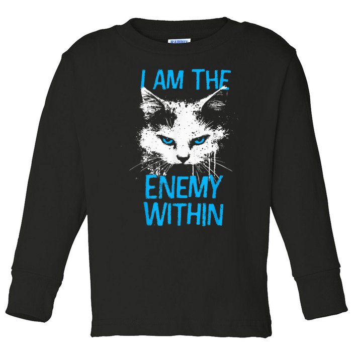 I Am The Enemy Within Kamala Harris 2024 Merch Usa Cat Face Vote Toddler Long Sleeve Shirt