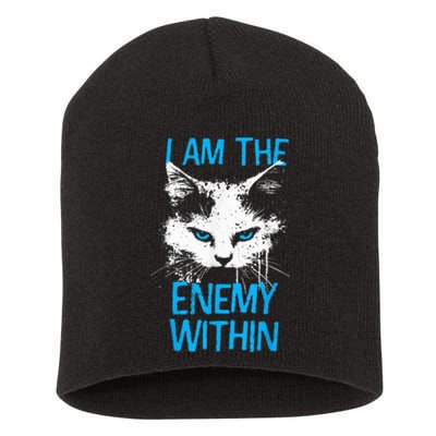 I Am The Enemy Within Kamala Harris 2024 Merch Usa Cat Face Vote Short Acrylic Beanie