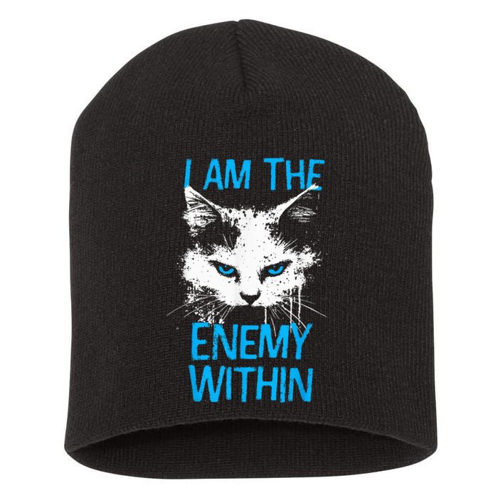 I Am The Enemy Within Kamala Harris 2024 Merch Usa Cat Face Vote Short Acrylic Beanie