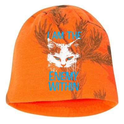 I Am The Enemy Within Kamala Harris 2024 Merch Usa Cat Face Vote Kati - Camo Knit Beanie