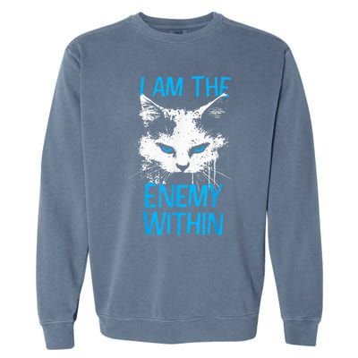 I Am The Enemy Within Kamala Harris 2024 Merch Usa Cat Face Vote Garment-Dyed Sweatshirt