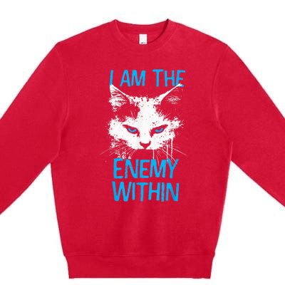 I Am The Enemy Within Kamala Harris 2024 Merch Usa Cat Face Vote Premium Crewneck Sweatshirt