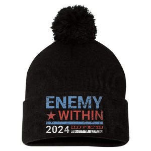 I Am The Enemy Within Harris Walz 2024 Enemy Within Pom Pom 12in Knit Beanie