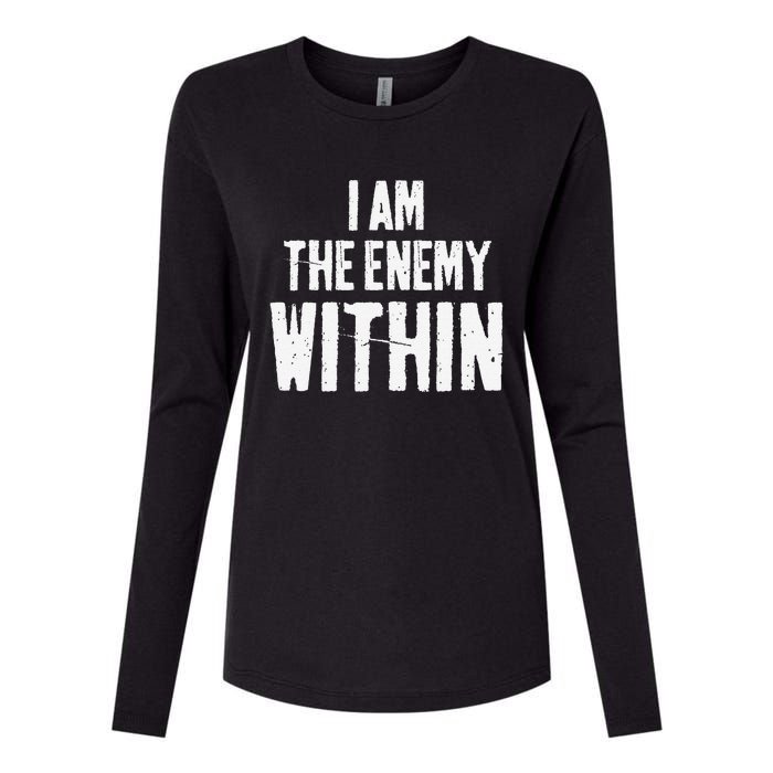 I Am The Enemy Within Pun Vintage The Enemy Within Womens Cotton Relaxed Long Sleeve T-Shirt