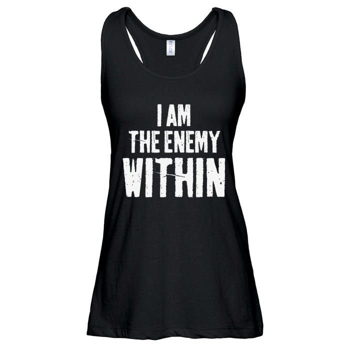 I Am The Enemy Within Pun Vintage The Enemy Within Ladies Essential Flowy Tank