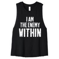 I Am The Enemy Within Pun Vintage The Enemy Within Women's Racerback Cropped Tank