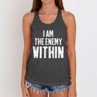 I Am The Enemy Within Pun Vintage The Enemy Within Women's Knotted Racerback Tank