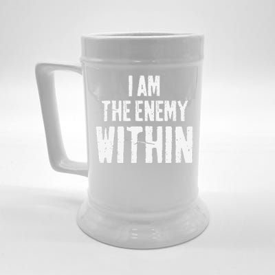 I Am The Enemy Within Pun Vintage The Enemy Within Beer Stein