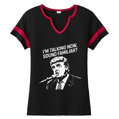 I Am Talking Now Trump Presidential Debate 2024 Ladies Halftime Notch Neck Tee