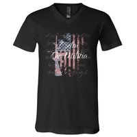 I Am The Militia Pro 2nd Amendment Proud American Flag Gift V-Neck T-Shirt