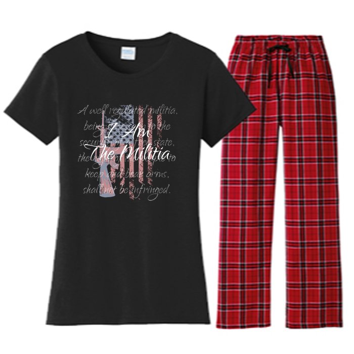 I Am The Militia Pro 2nd Amendment Proud American Flag Gift Women's Flannel Pajama Set